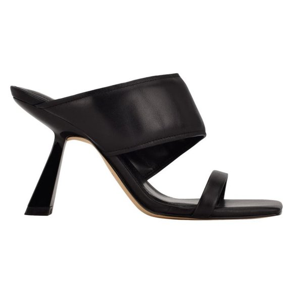 🆕 MARC FISHER Deann Slide Flared Heel Sandals Shoes Black 6.5 - Picture 2 of 10